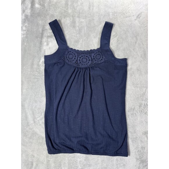 Maurices Navy Sleeveless Tank Top With Crochet Detail At Neckline Size S - Picture 5 of 13